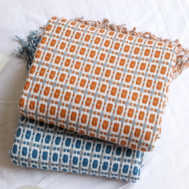 Boho Throw Blanket Fringe - Coperta in tessuto jacquard con motivo