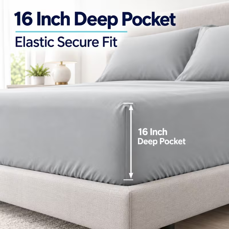 Set di lenzuola da 3/4 pezzi,  - Fitted Bed Sheets Deep Pocket recensione e prezzo